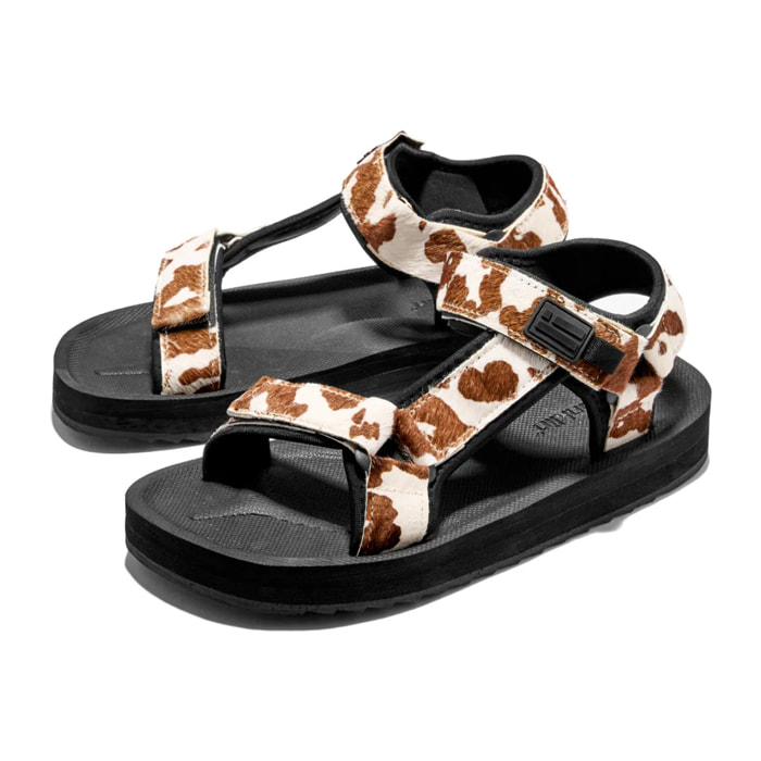 Sandalias de Tiras de Mujer con Estampado en Vaca