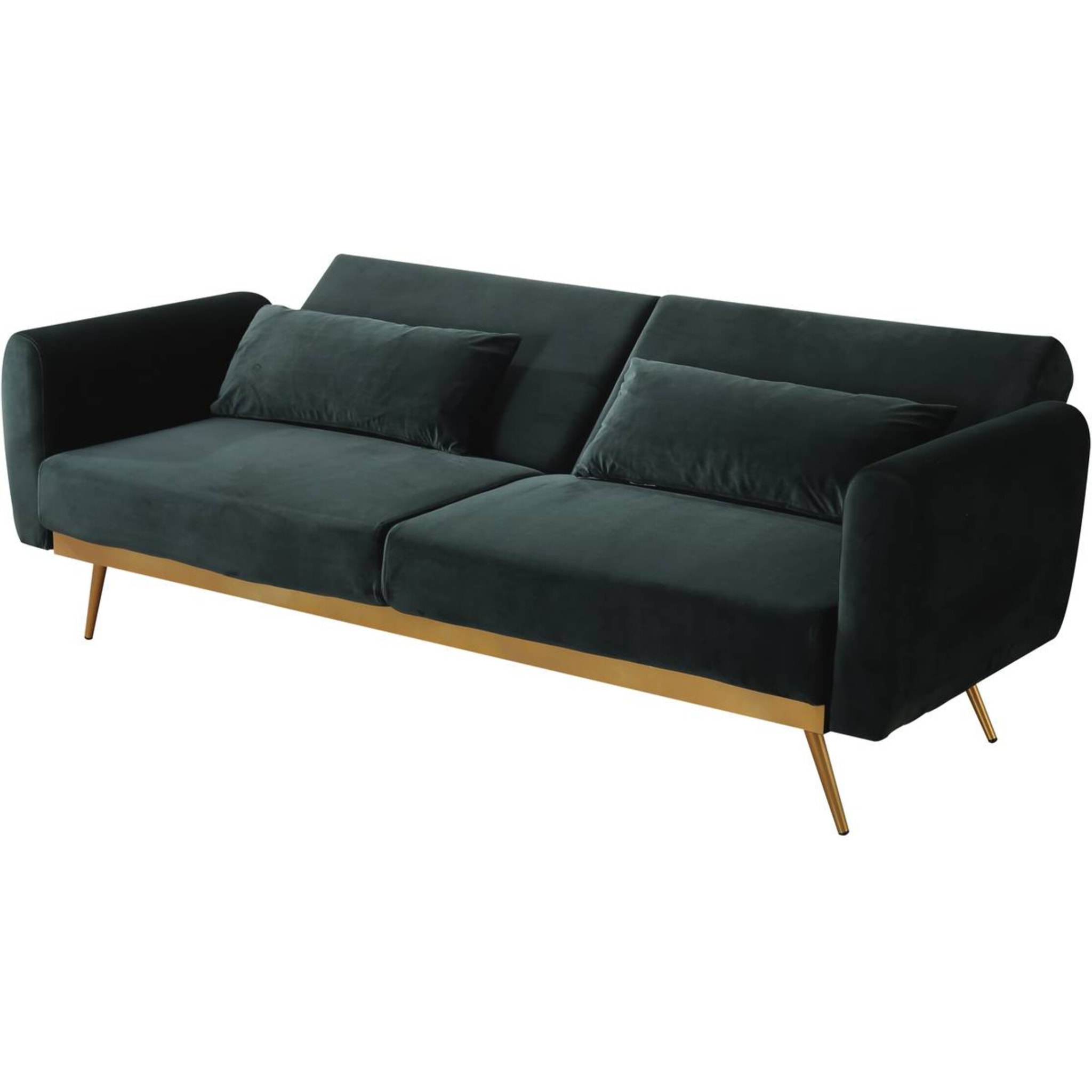 Canapé Clic Clac en velours "Donia" - 203 x 81 x 83 cm - 3 places - Vert foncé