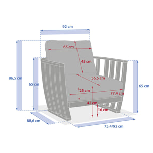 Fauteuil de salon de jardin "Lemindo" eucalyptus & beige polyester et eucalyptus