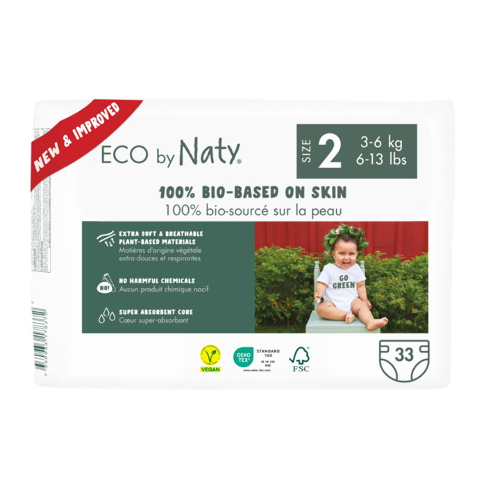 Pack de 4 - Naty - 33 Couches écologiques - T2, 3-6kg