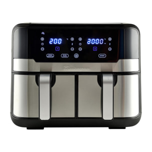 MasterPro Rocket Duo 900 Freidora de aire Color Negro de 9 L y 2400W, Pantalla LED Táctil y Cesta Antiadherente 11 Funciones