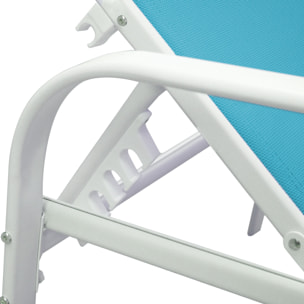 Lot de 2 bains de soleil SARDINIA en textilène bleu - structure blanche