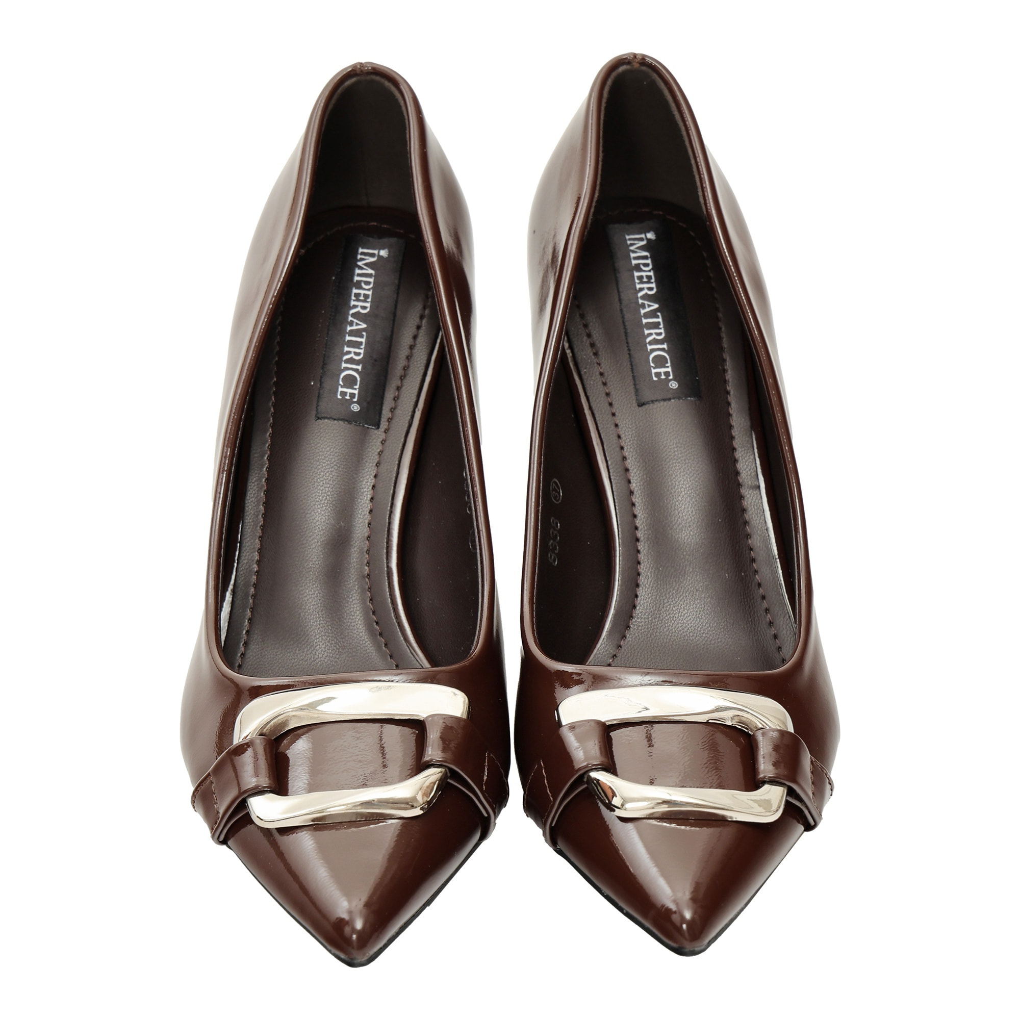 Decolletè in simil pelle verniciata con fibbia