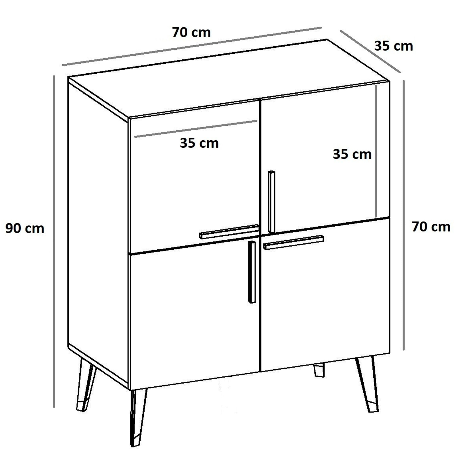 Mueble de nogal antracita con 100% tablero aglomerado rechapado en melamina.