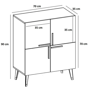 Mueble de nogal antracita con 100% tablero aglomerado rechapado en melamina.