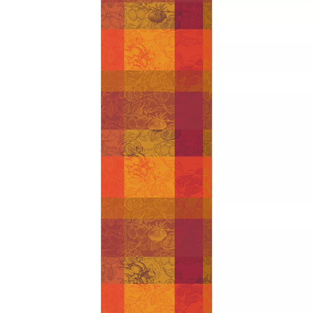 Chemin de table pur coton motif jacquard orange rouge Mille senteurs epices