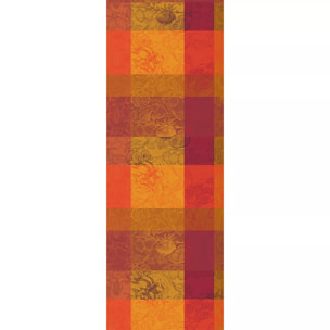 Chemin de table pur coton motif jacquard orange rouge Mille senteurs epices