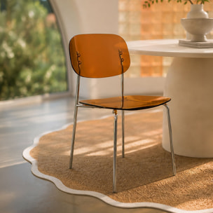 Lot de 2 chaises de table en résine acrylique et métal ambre GLAM