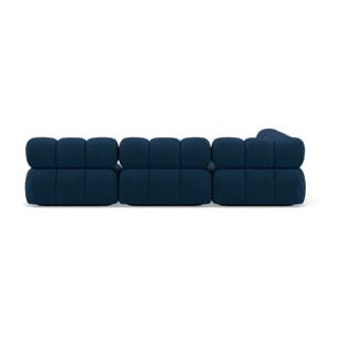 Ruby - canapé modulable d'angle gauche 5 places en velours texturé - Bleu