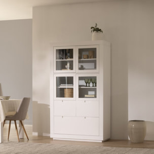 Vitrine Sisal -bois massif et panneau de mdf-couleur laqué blanc mat 110 x 190 x 45 cm