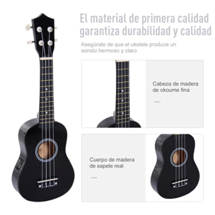 Ukelele 21 Pulgada Ukelele Soprano de Iniciación para Principiantes Cuerda Nylon