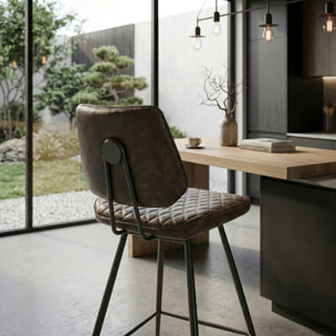 Chaise de bar marron style industriel SALERNE