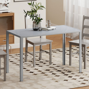Mesa de Comedor de Cristal, Mesa Rectangular para 4-6 Personas con Patas de Metal, para Cocina, Salón, 120x60x75 cm, Gris