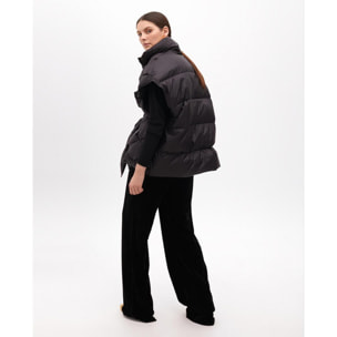 Gilet Imbottito Intrecciato con Cintura in Tessuto