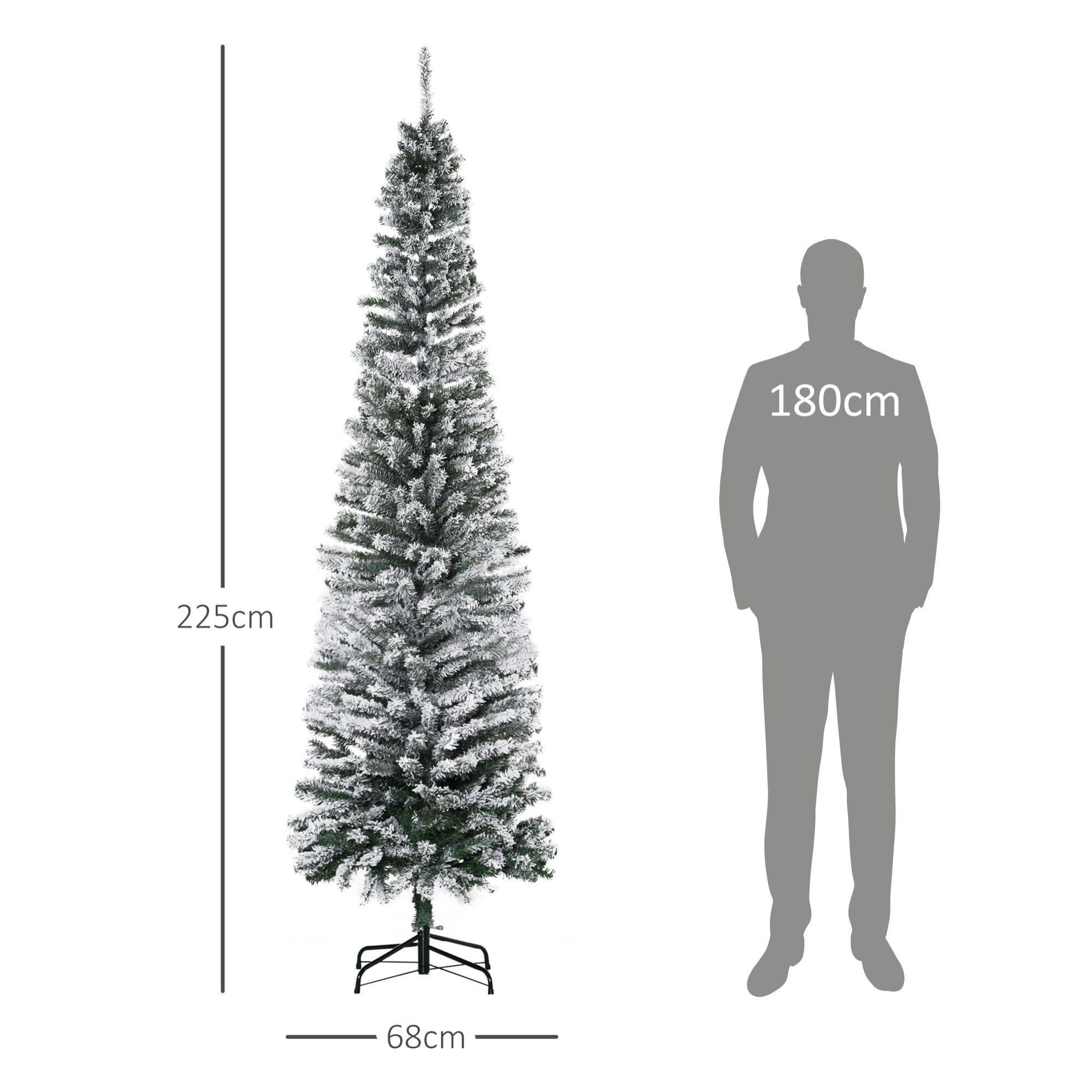 Árbol de Navidad 225 cm Árbol de Navidad Artificial Nevado con 738 Ramas y Soporte de Metal Árbol Navideño para Salón Verde y Blanco