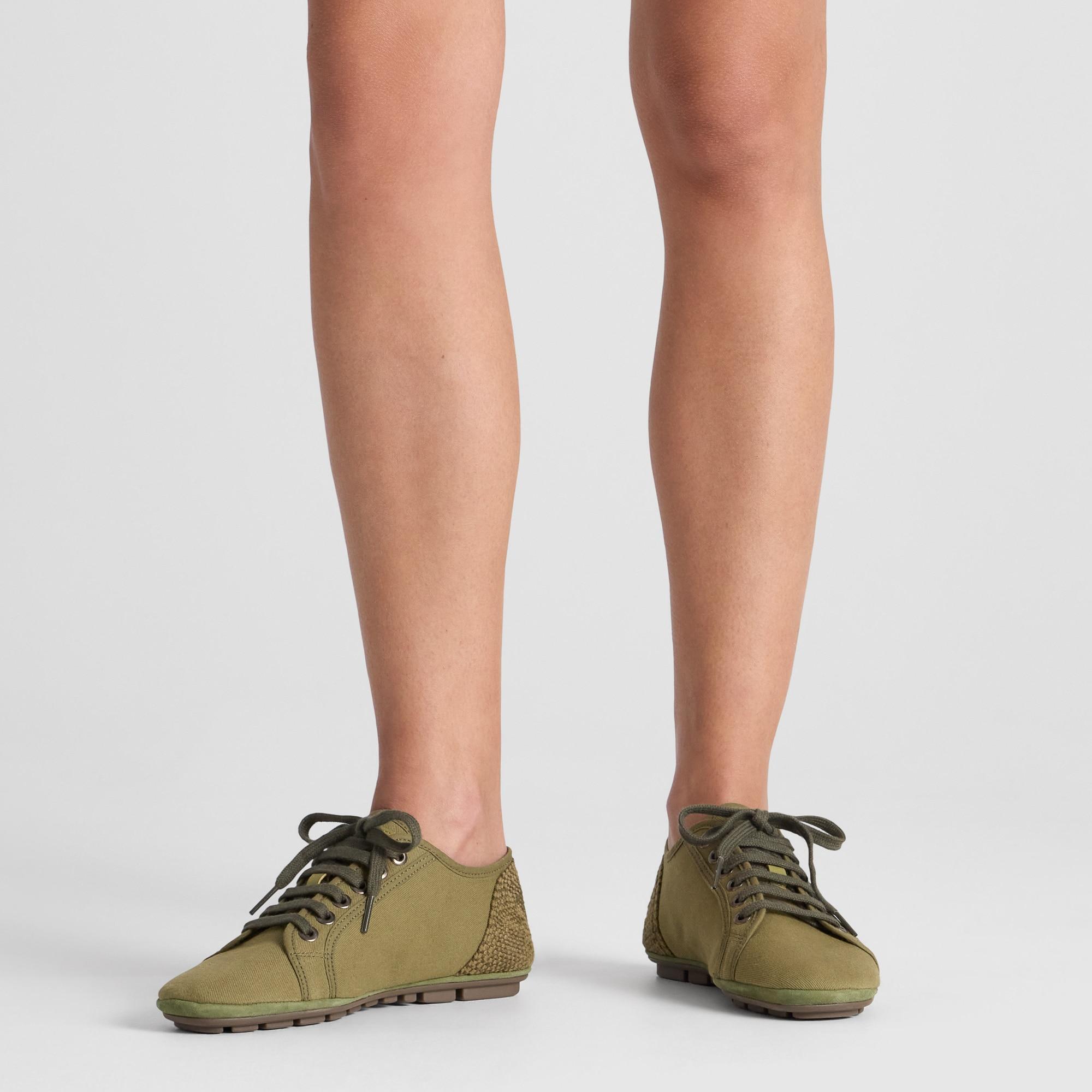 Sneaker Lexi plana en algodón con talonera de yute y cierre de cordones