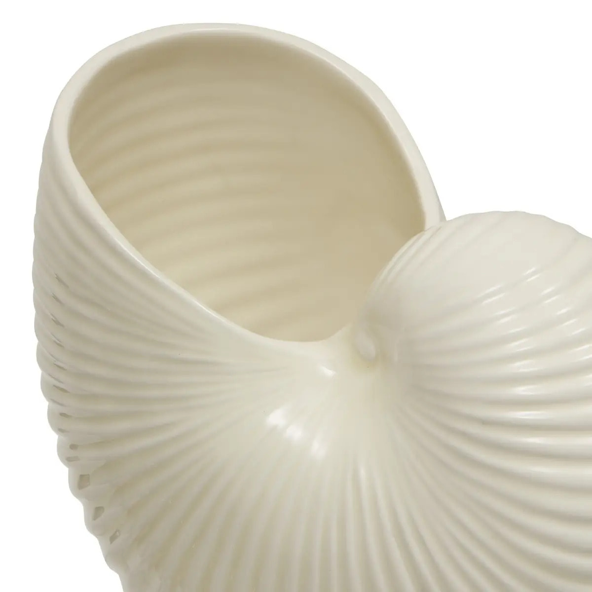 Vase Ocea Coquillage en Dolomite 22x14x18,5 cm Blanc
