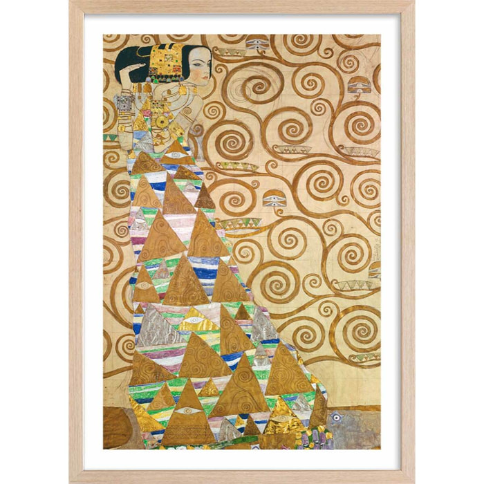 Affiche Study for Expectation par Gustav Klimt Affiche + cadre en bois - Chêne
