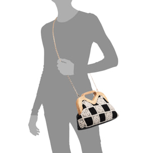 Bisenzio Bolso de mano Mujer. Fabricado en madera natural, algodón y paja trenzada.