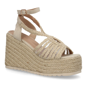 Sandalias de cuña de yute para mujer, diseño elegante y moderno con tiras cruzadas