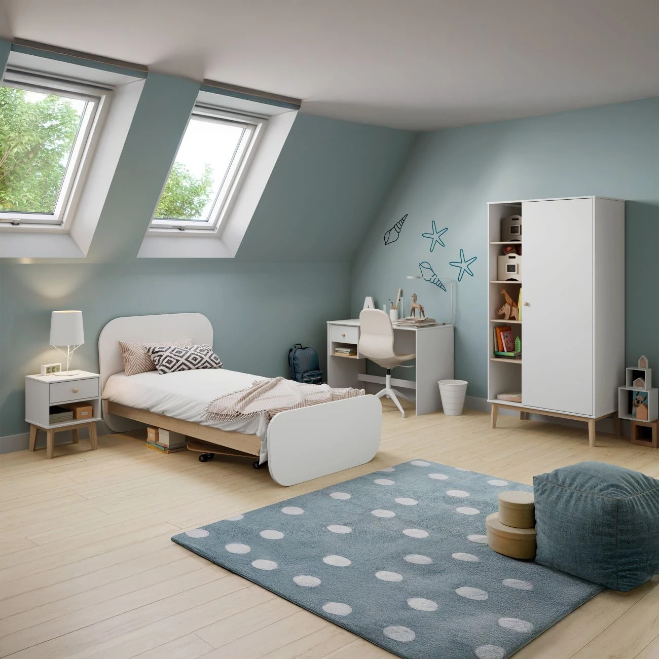 Armario juvenil Misty Breeze Blanco - Oak Soft