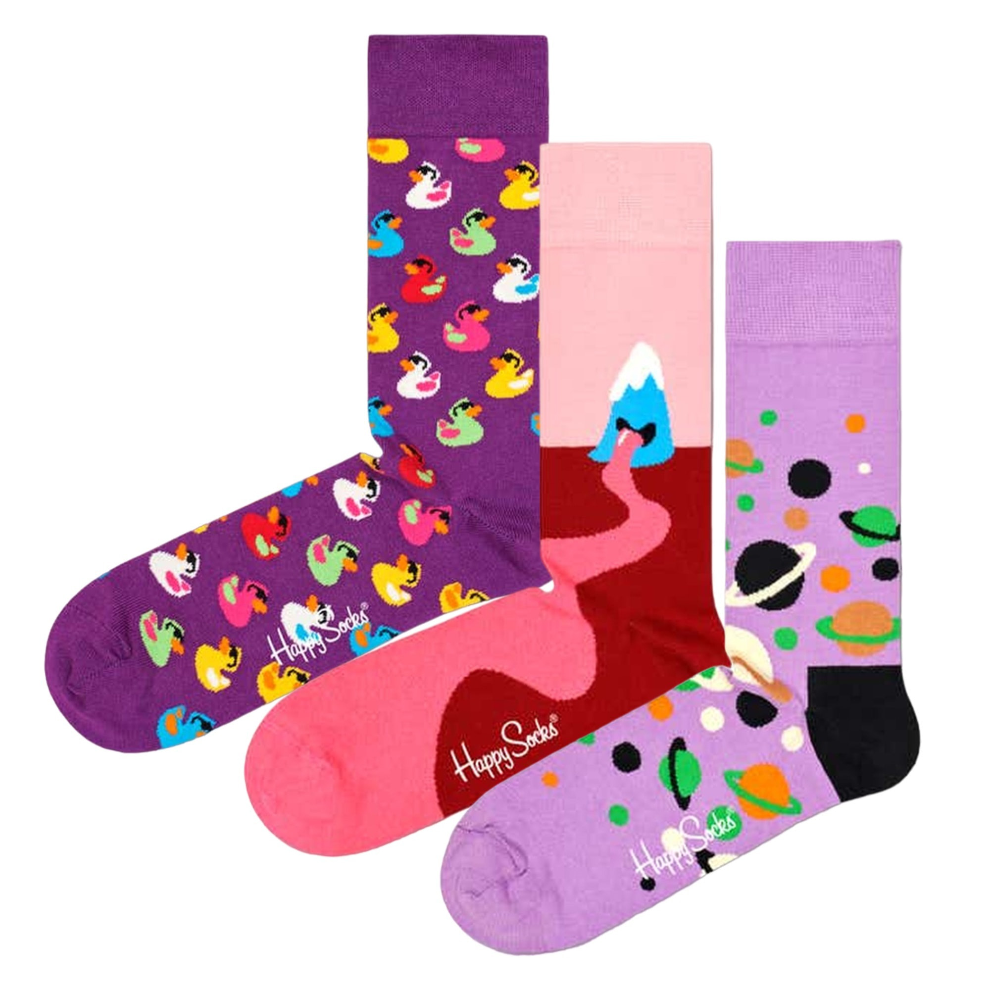Pack de 3 calcetines rosa, naranja y morado