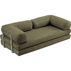 Canapé convertible compressé 3 places en velours côtelé - BUDDY
