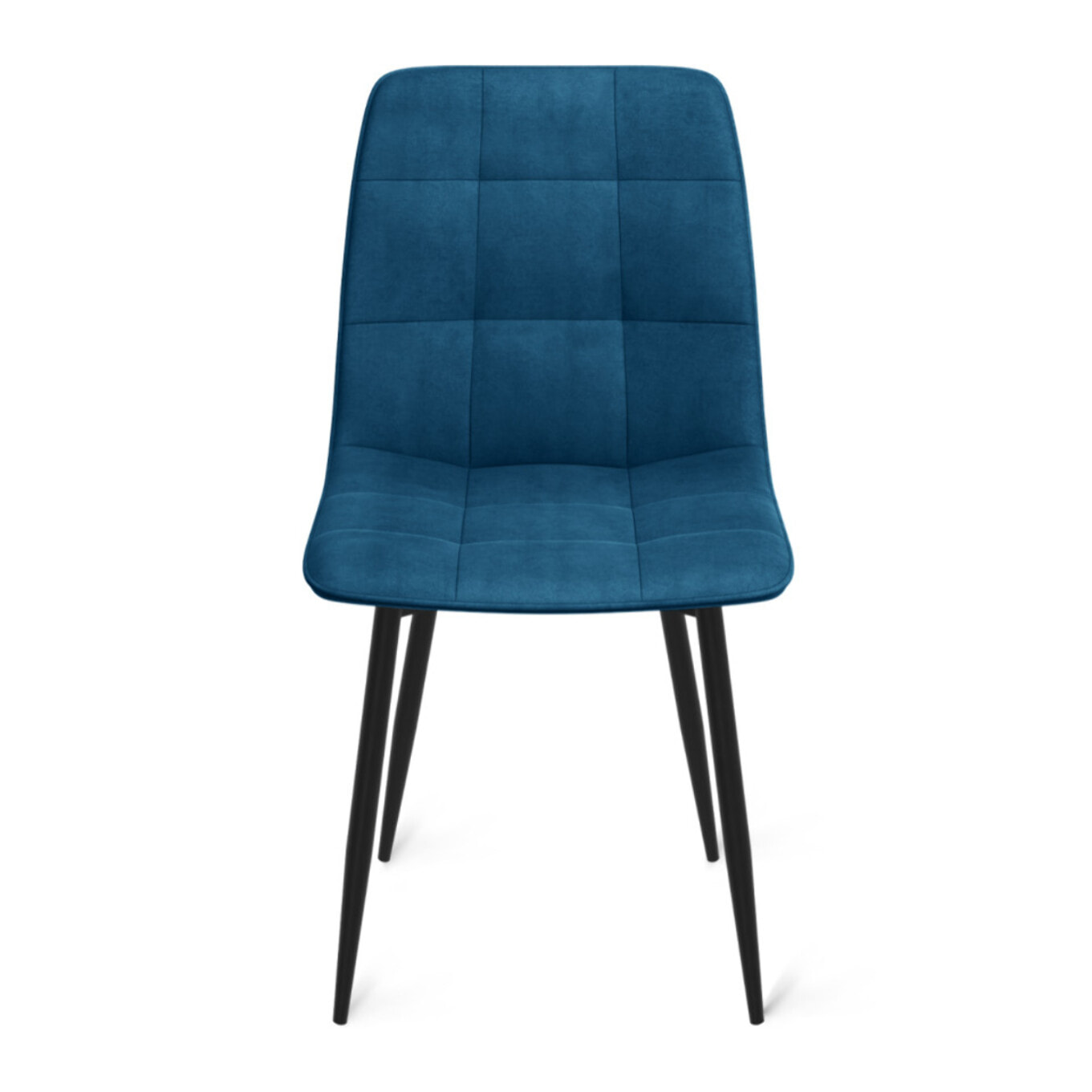 Chaises Linda velours bleu pieds noirs - lot de 6