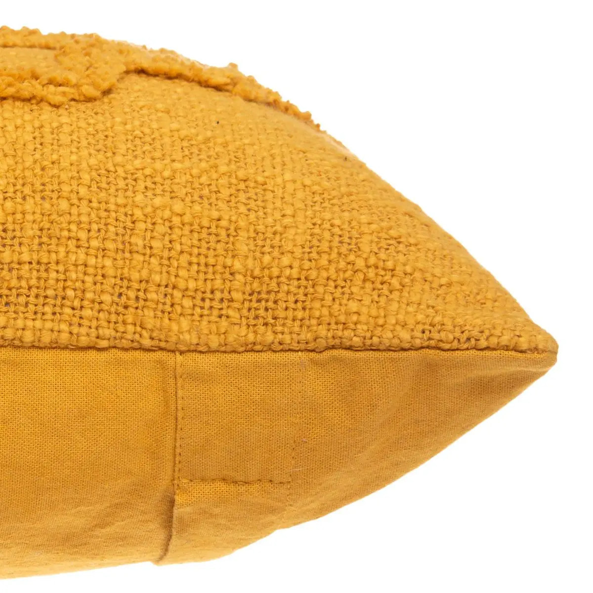 Coussin "Inca" en coton tufté jaune moutarde 40x40 cm