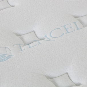 Ensemble lit coffre & matelas | Mémoire de forme, gel frais et mousse HD| Espace de Stockage jusqu'à 900 L | Robuste et Large Angle d’Ouverture | Bois et métal | Bois clair