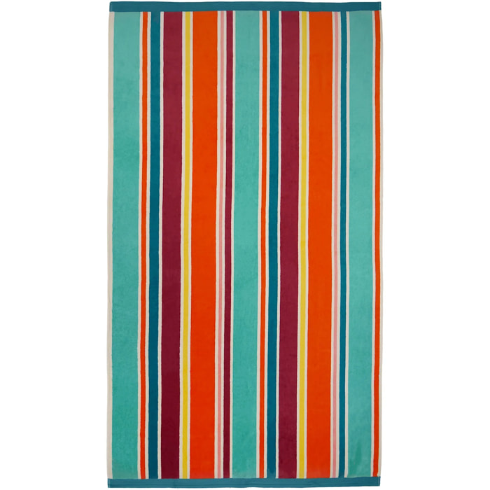 Serviette de plage éponge velours Jacquard Multicolore 100x175 470g/m² - Capsud