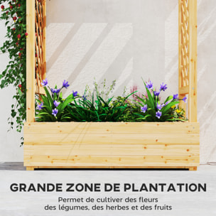 Jardinière treillis intégral latéral et toit - 110 x 44 x 113 cm - bois sapin pré-huilé