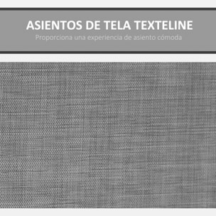 Columpio de Jardín de 3 Plazas Balancín de Jardín Exterior con Toldo Ajustable Bolsillos Laterales y Marco Metálico Carga 300 kg 196x128x172 cm Gris Oscuro