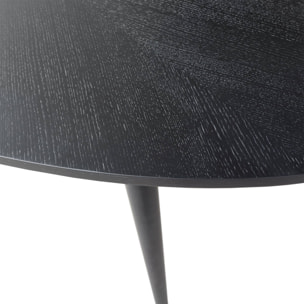 Table à manger ovale bois d'hévéa et placage chêne 6 places DIANE