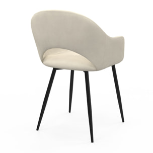 Chaises Rebecca en velours crème et pieds métal - lot de 2
