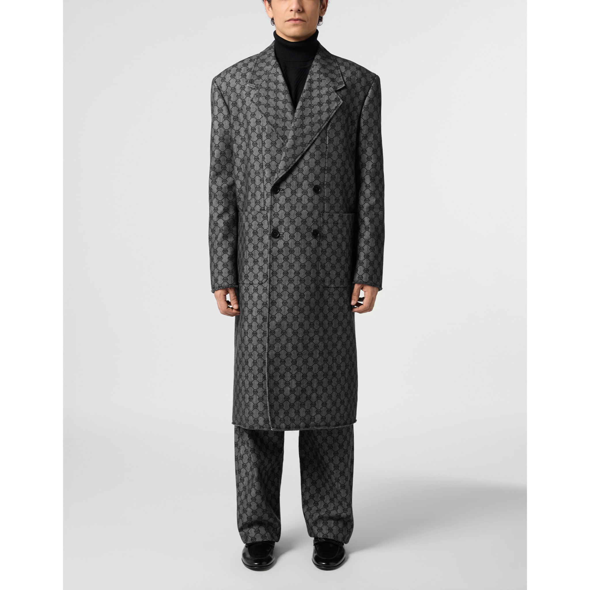 PHILIPP PLEIN Denim Coat Jacquard Monogram