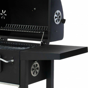Well home - barbacoa de carbón color negro con doble parrilla y mesa auxiliar h.96cm