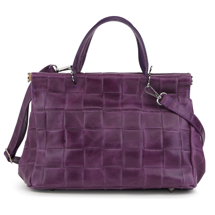 Borse Donna colore Viola-in pelle Made in Italy 21x30x16cm