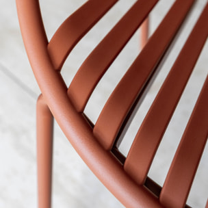 Lot de 4 fauteuils de table brique en polypropylène et métal  CALYPSO