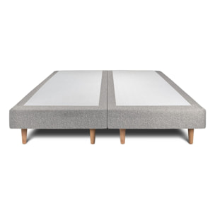 Lit avec tête de lit bandes horizontales bouclette et sommier tapissier Ep14