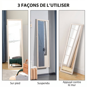 Miroir sur pied ou mural pleine longueur cadre effet travertin