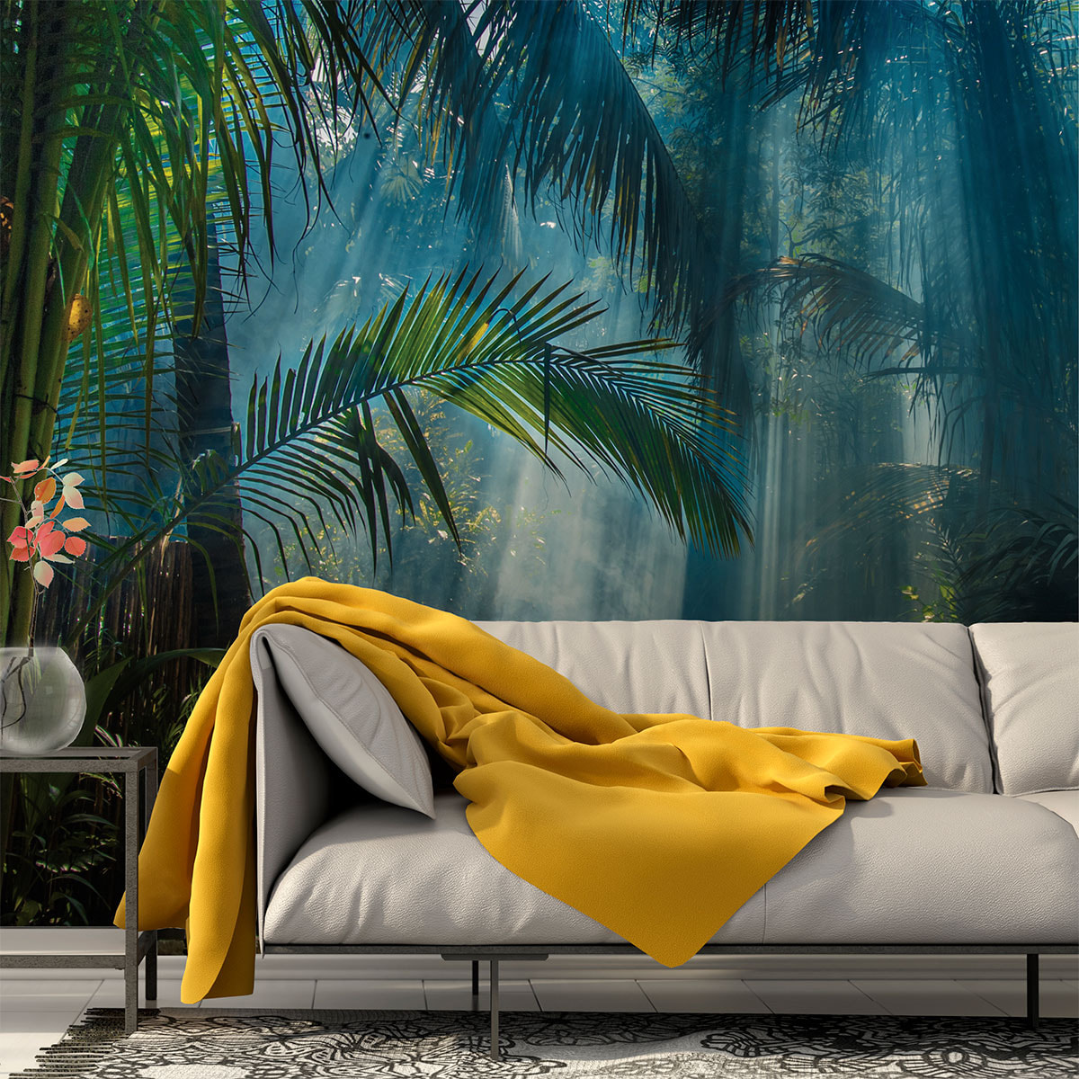 Papier peint panoramique jungle tropicale préencollé H 250 x L 240 cm