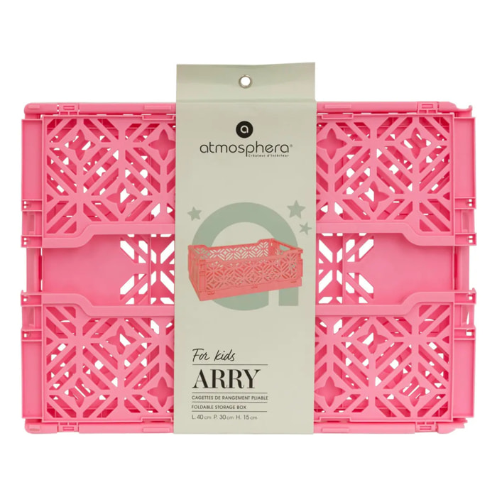 Cagette pliante "Arry" rose 40x30x15cm
