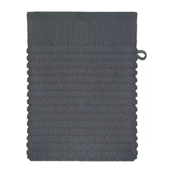 Gant de toilette pur coton 560 g/m² uni anthracite Vitae titane