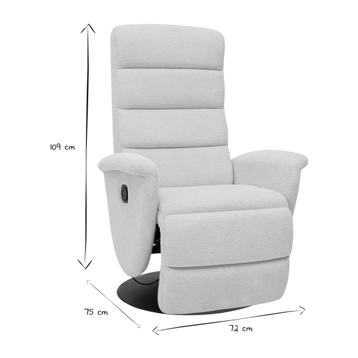 Fauteuil pivotant relax manuel en tissu chenille beige NELSON