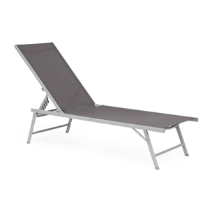 Set di 4 lettini MACARELLA in alluminio grigio e textilene antracite, pieghevoli