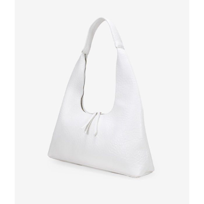 Bolso de hombro blanco con cremallera