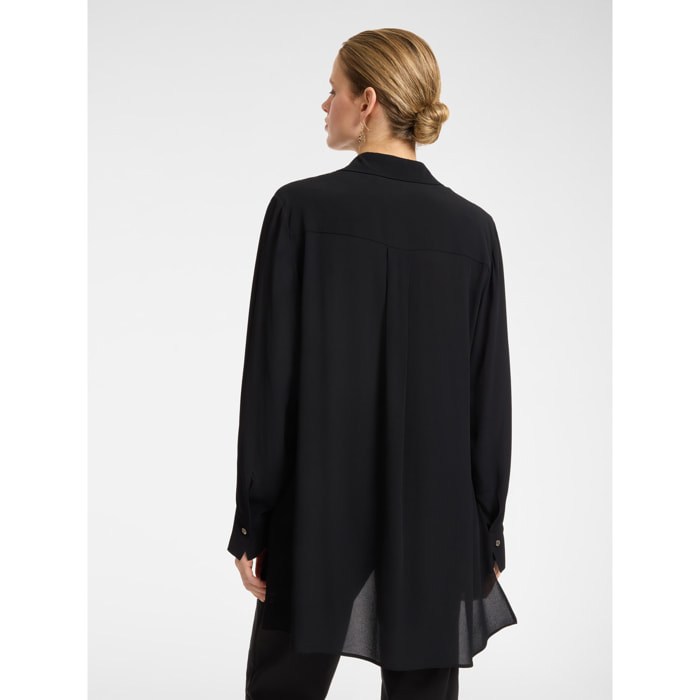 Elena Mirò - Camisa larga de crêpe de chine - Negro