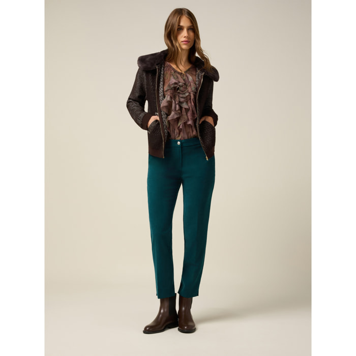 Oltre - Pantalones regular de pana - Petrol Blue