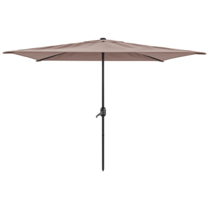 Ombrellone Rettangolare 3x2 M Da Giardino Parasole Per Balcone Con Air Vent Apertura A Manovella Anti UV Idrorepellente Mare Spiaggia Piscina Tortora